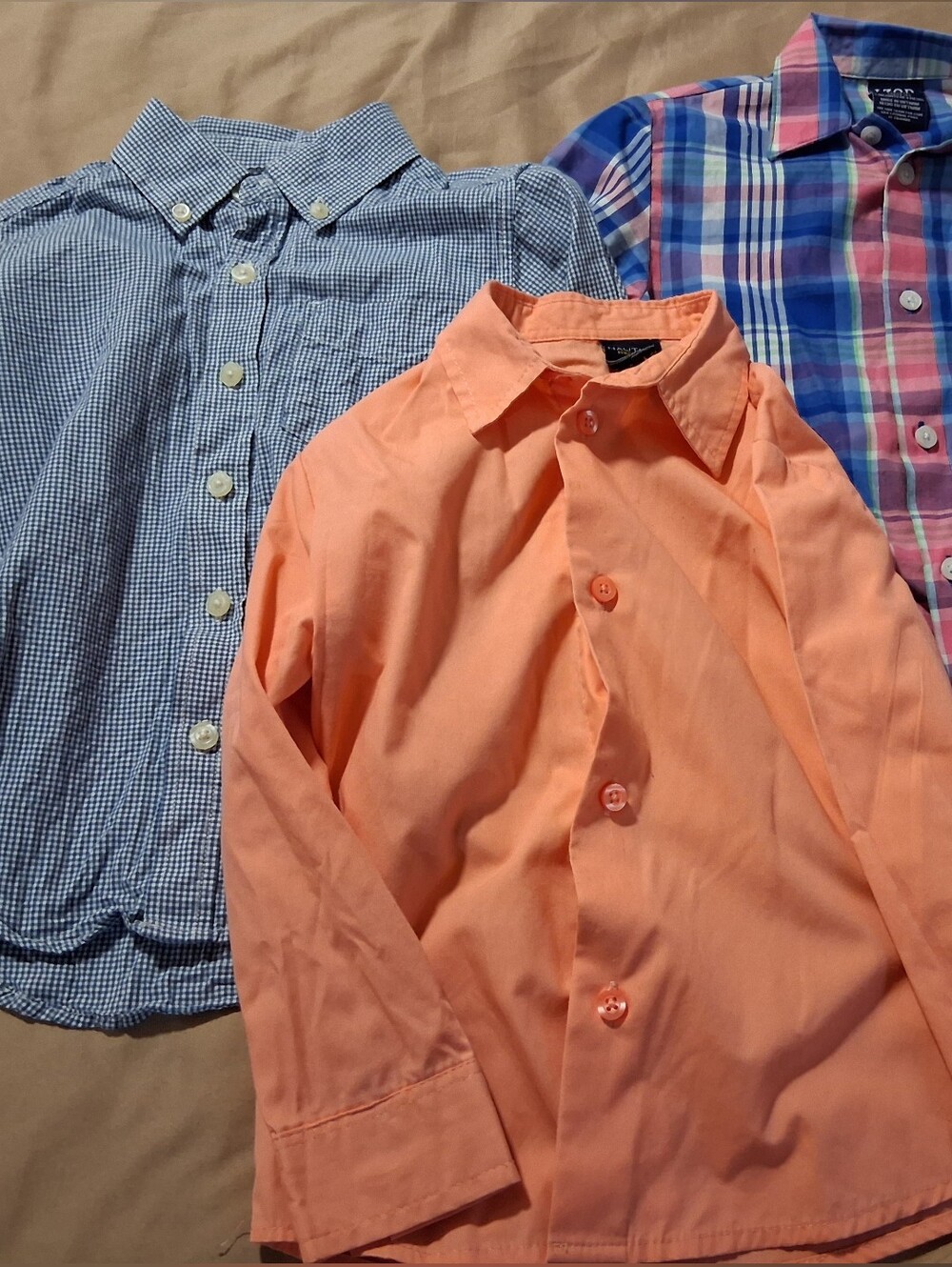 The Children's Place Izod Nautica Peach Blue Button-Down Shirt Long Sleeve 4T